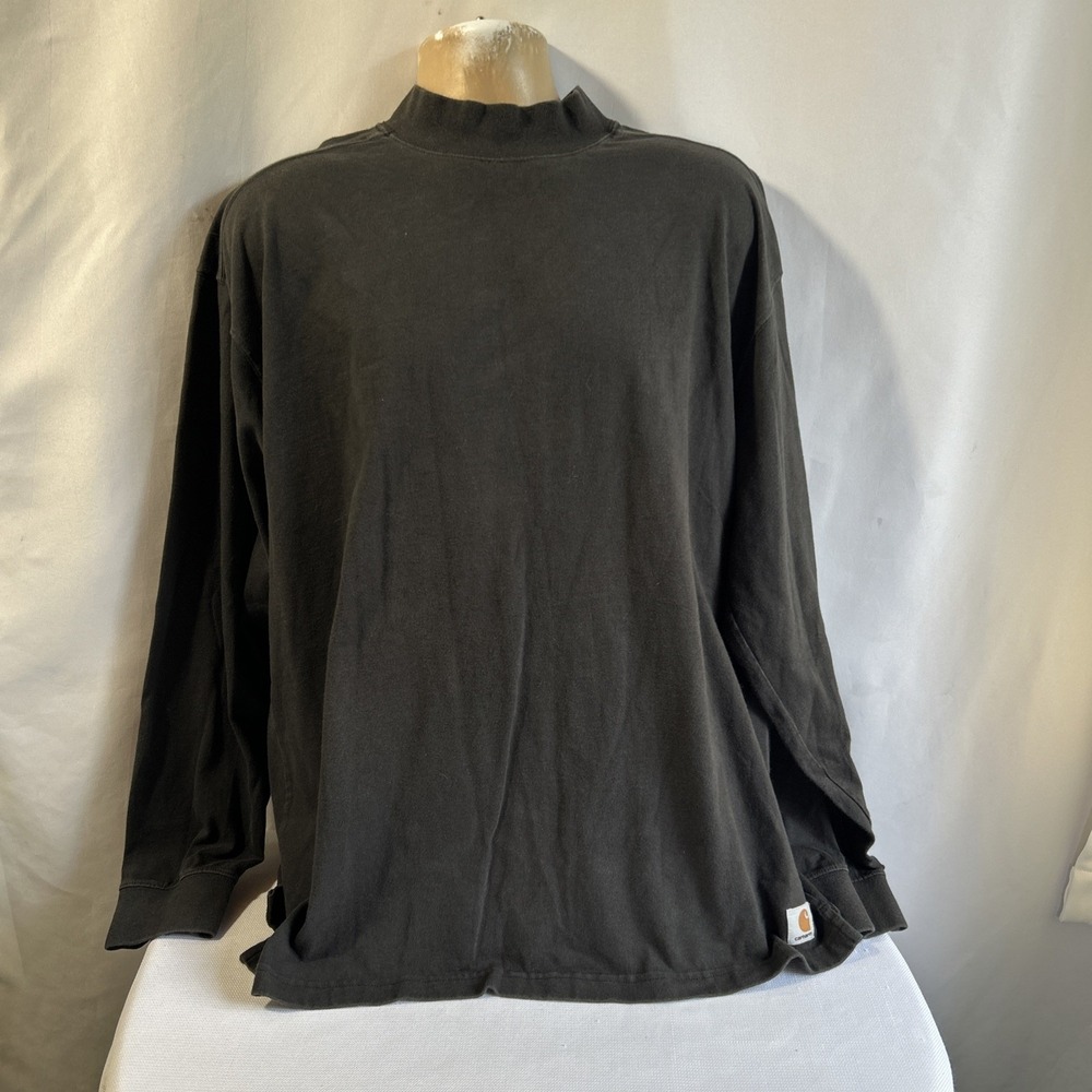 CARHARTT Mock Turtleneck Men's XXL K203 Durable Work Long Sleeve Black Logo